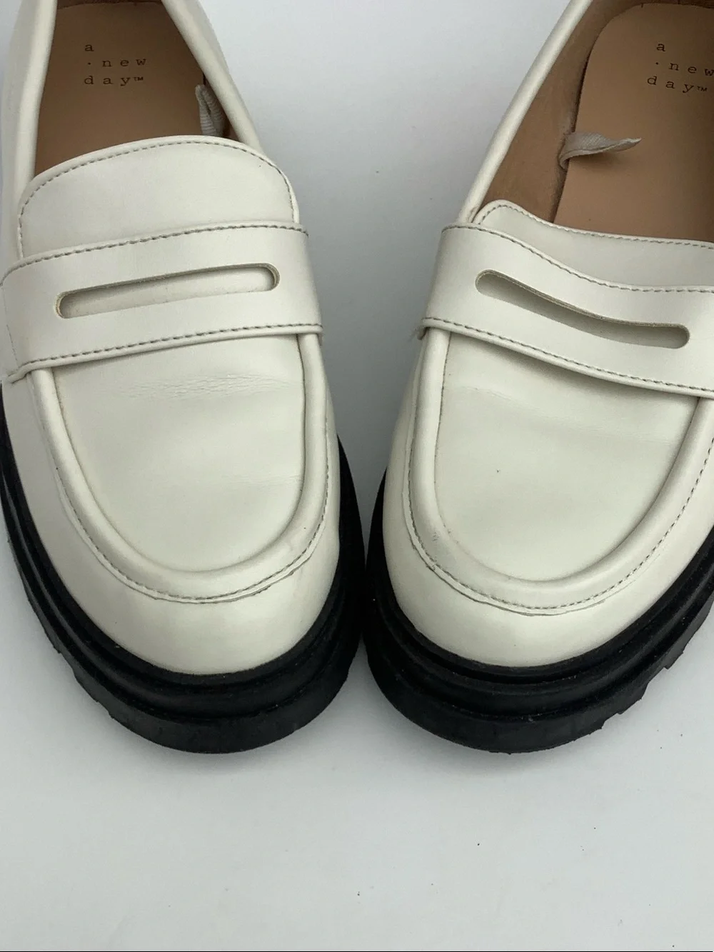 Britney Paris White Platform Loafers With Lug Soles Size 7 A New Day